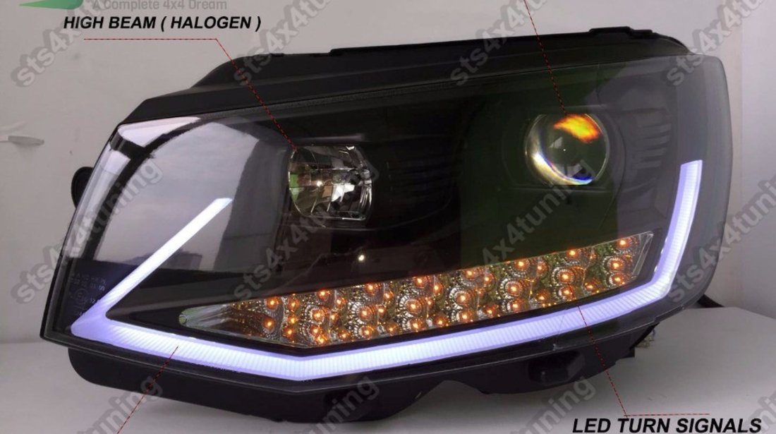 DAYLINE FARURI CU LED SEMNALIZARE VW TRANSPORTER T6 2016-2019 BK [V1]