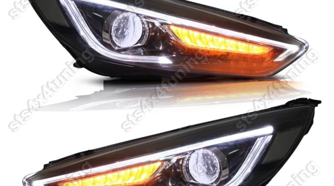 DAYLINE FARURI CU SEMNALIZARE SEQUENTIAL LED FORD FOCUS MK3 2015-2018 CU LUPA [V2]