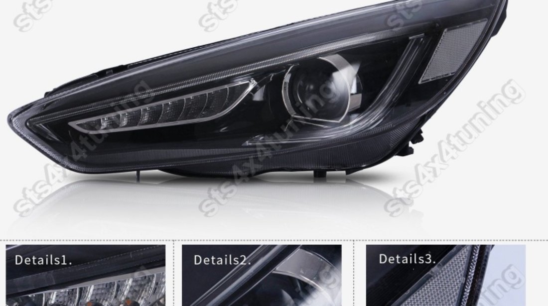 DAYLINE FARURI CU SEMNALIZARE SEQUENTIAL LED FORD FOCUS MK3 2015-2018 CU LUPA [V2]