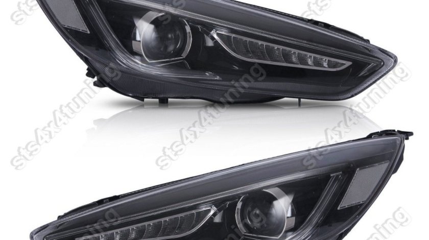 DAYLINE FARURI CU SEMNALIZARE SEQUENTIAL LED FORD FOCUS MK3 2015-2018 CU LUPA DEMON EYE [V2]