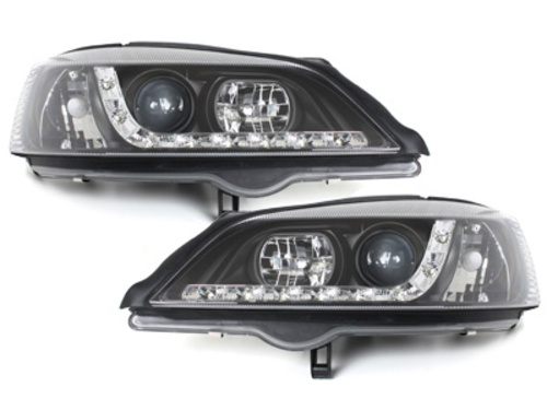 DAYLINE Headlights suitable for Opel Astra G (09.1997-02.2004) DRL Black SWO01GXB