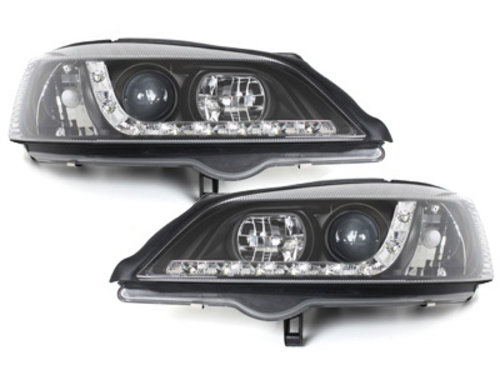 DAYLINE Headlights suitable for Opel Astra G (09.1997-02.2004) DRL Black SWO01GXB