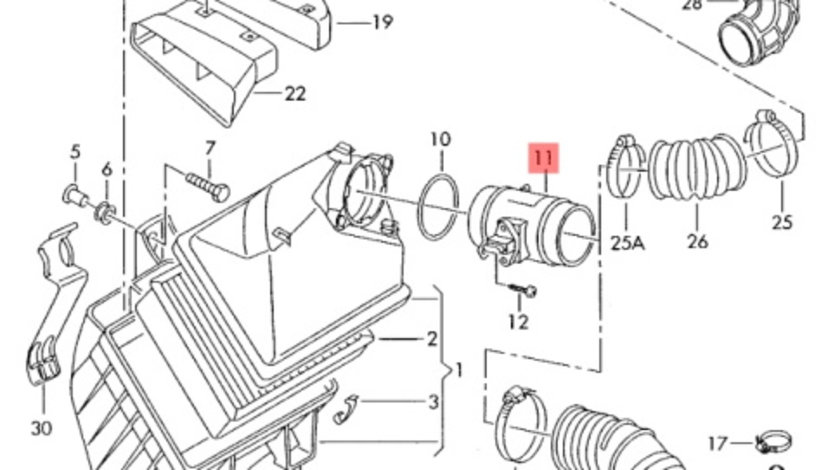 Debitmetru aer Audi A4 8E 2002 2003 2.5 TDI AKE OEM 059906461D