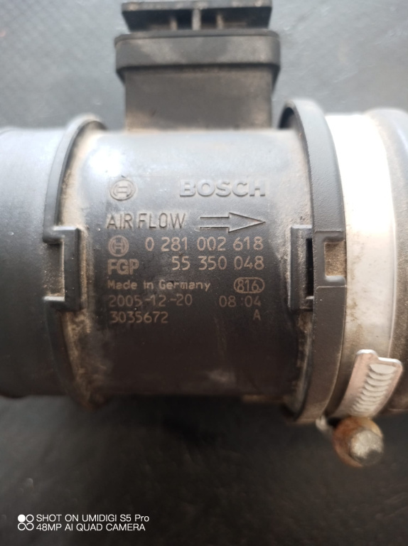 Debitmetru aer Bosch Opel 1.3 CDTI - COD 0281002618, 55350048