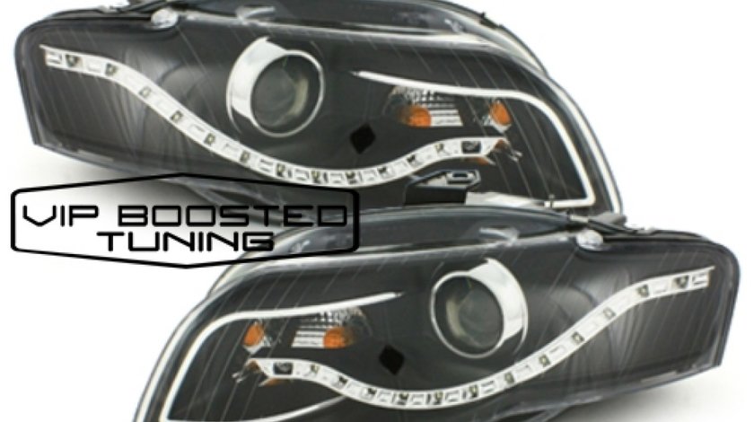 DECTANE Faruri BIXENON LED DRL Xenon Look AUDI A4 B7 (2004-2008) Negre