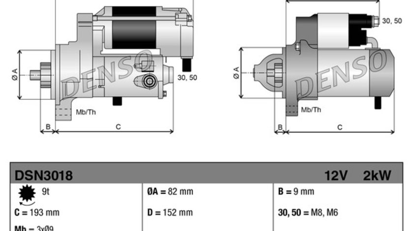 Demaror FIAT PANDA Hatchback Van (169_) DENSO DSN3018