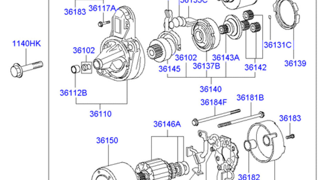 Demaror motor 2.0 CRDI Hyundai Tucson 36100-27010