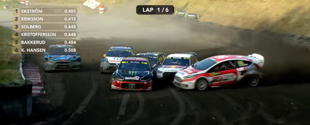 Depasirea lunii vine din Rallycross. Kevin Eriksson a preluat conducerea cursei dupa o miscare de maestru