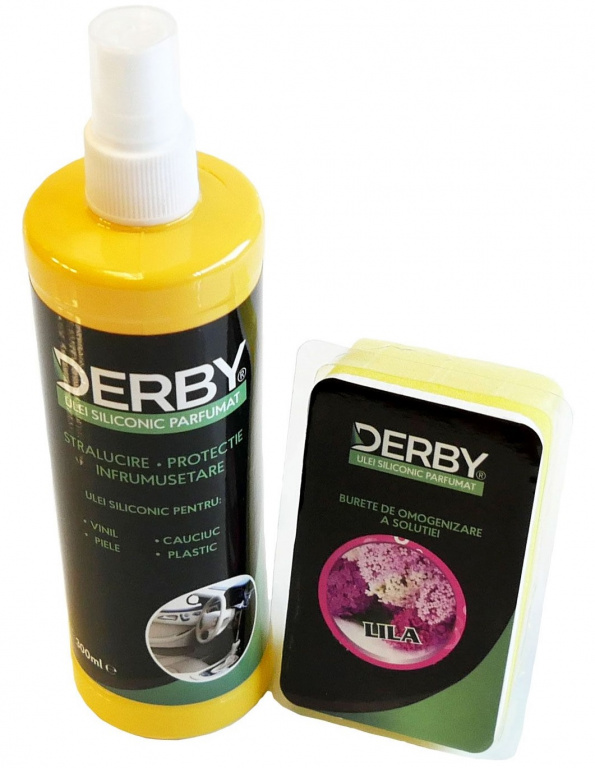 Derby Ulei Siliconic Parfumat Pentru Bord + Burete Liliac 300ML I4370