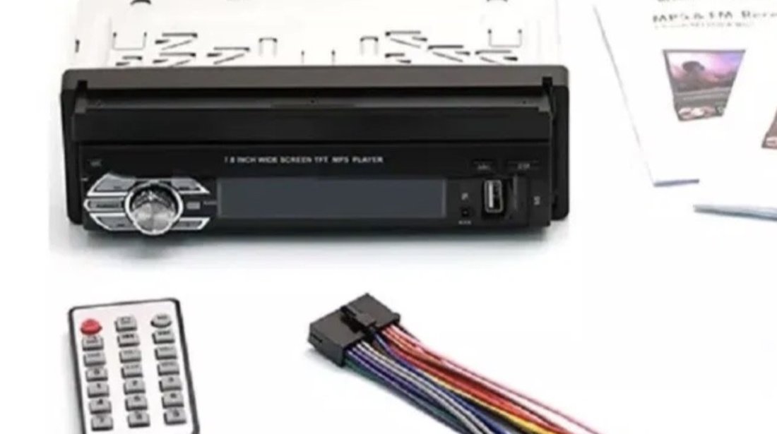 Descriere Casetofon cu ecran retractabil retractabil motorizat 7 inch 1Din Usb Card Bluetooth Auxili
