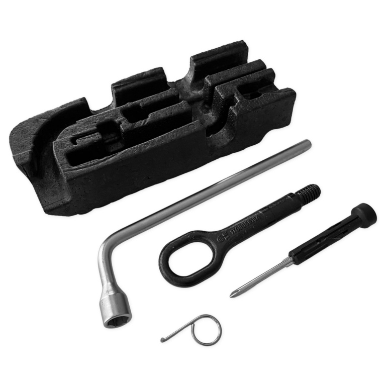 Dezmembrari Kit Suport Unelte Spuma + Carlig Remorcare + Surubelnita + Cheie Capace Oe Volkswagen Caddy 3 2010-2015 2K5012113A + Cheie Roata Oe Mercedes-Benz 17MM 1205810246