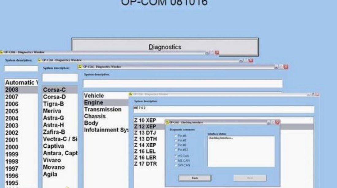 Diagnoza interfata tester Opel Op com CANBUS OP COM V1 45