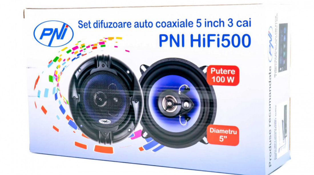 Difuzoare Auto Coaxiale Pni Hifi500, 100w, 12.7 Cm, 3 Cai, Set 2 Buc PNI-FI500