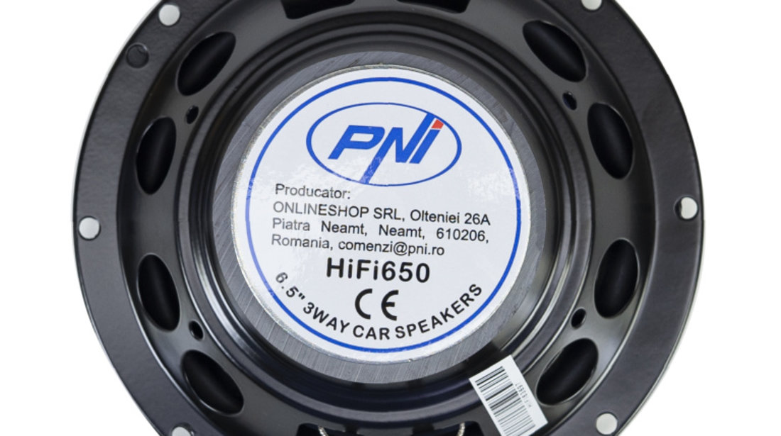 Difuzoare auto coaxiale PNI HiFi650, 120W, 16.5 cm, 3 cai, grila inclusa set 2 buc PNI-FI650