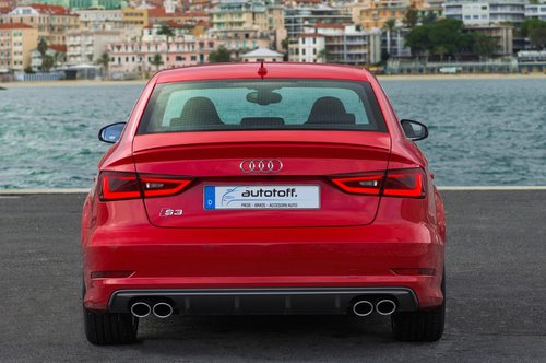 Difuzor Bara Spate Audi A3 8V Sedan (2012-2015) S3 Design Evacuare Dubla cu Ornamente Tobe