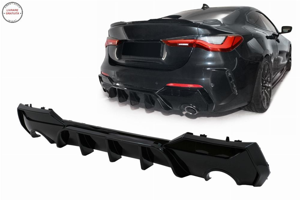 Difuzor Bara Spate BMW 4 Series G22 G23 M Sport (2020-up) Negru Lucios- livrare gratuita