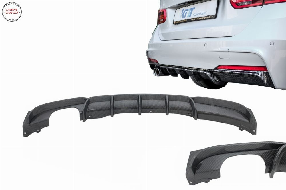 Difuzor Bara Spate Carbon Evacuare Stanga BMW Seria 3 F30 F31 (2011-up) M Performa- livrare gratuita