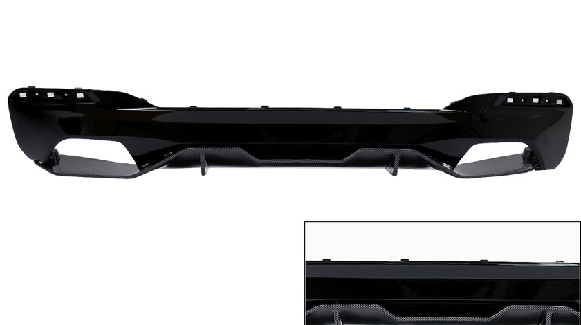Difuzor Bara Spate compatibil cu BMW 5 Series G30 G38 G31 (2016-2019) 540 M Design Negru&Carbon Look
