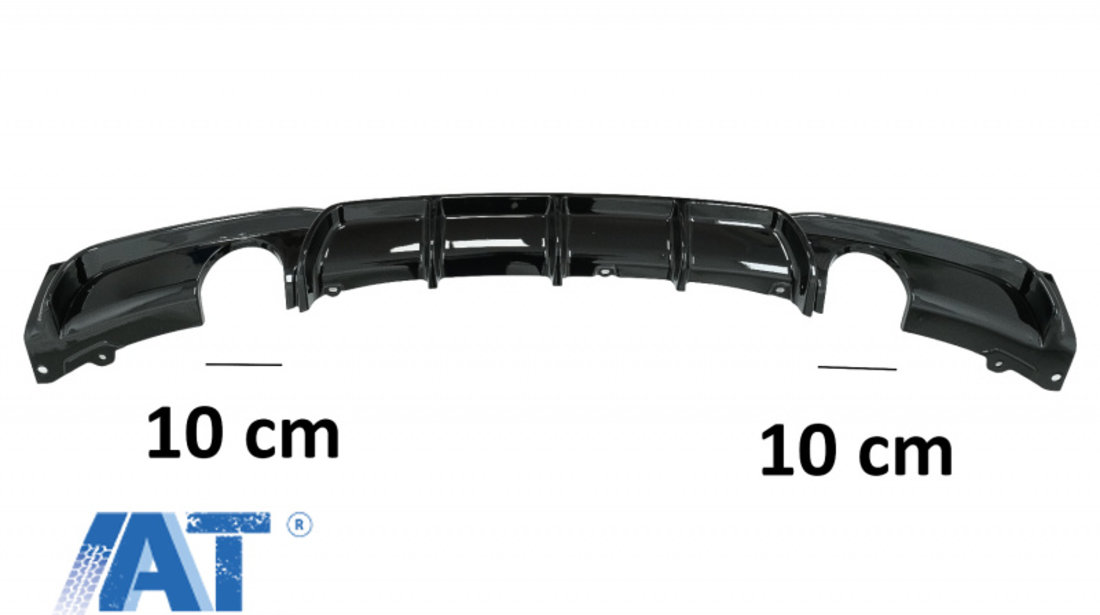 Difuzor Bara Spate cu Evacuare Dubla compatibil cu BMW 3 Series F30 F31 (2011-2019) M Performance Design Piano Black