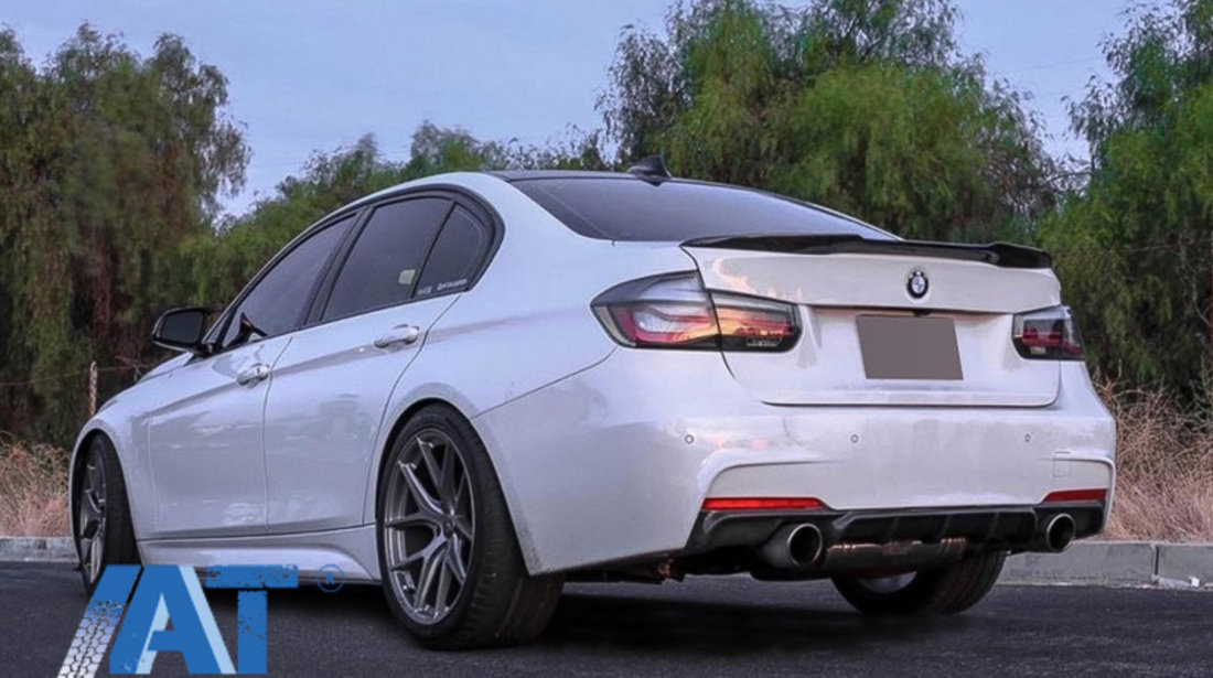 Difuzor Bara Spate cu Evacuare Dubla compatibil cu BMW 3 Series F30 F31 (2011-2019) M Performance Design Piano Black