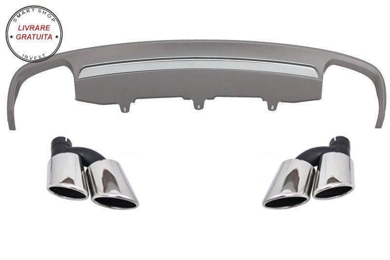 Difuzor Bara Spate cu Ornamente Evacuare Audi A6 4G (2012-2015) S6 Design- livrare gratuita