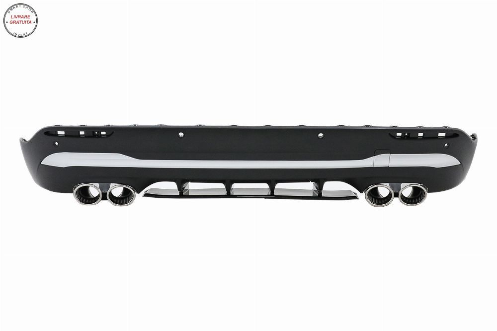 Difuzor Bara Spate cu Ornamente Evacuare Crom Mercedes GLA SUV H247 Sport Line (20- livrare gratuita