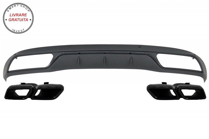 Difuzor Bara Spate cu Ornamente Evacuare Mercedes C-Class W205 S205 (2014-up) C63 - livrare gratuita