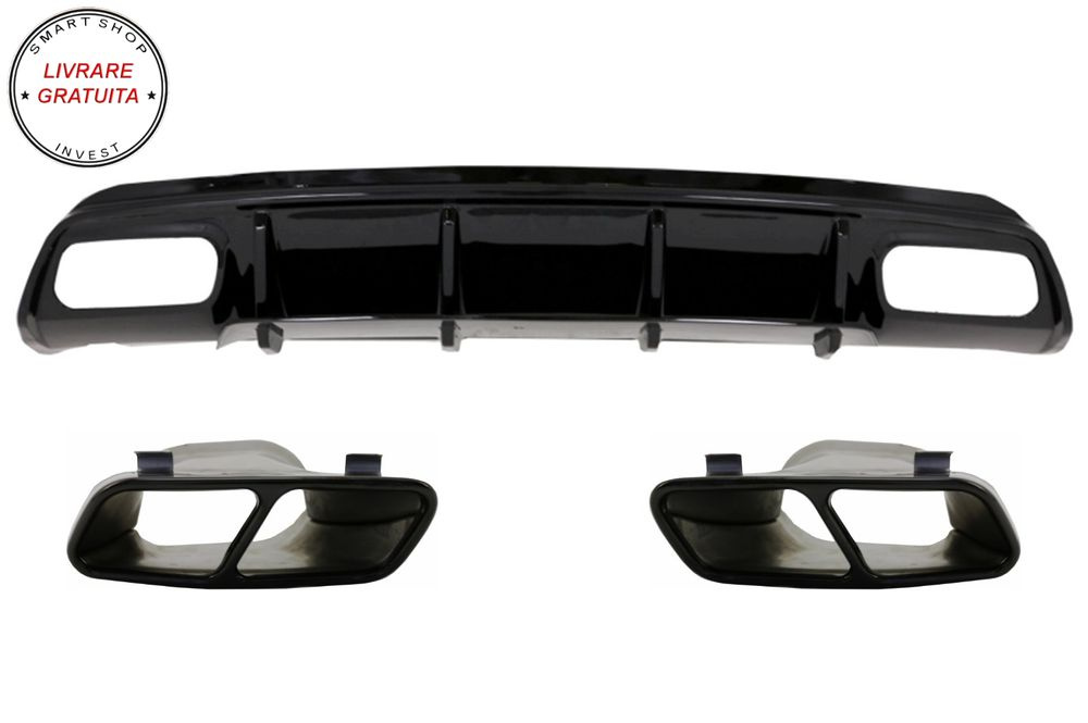 Difuzor Bara Spate cu Ornamente Evacuare Negre Mercedes A-Class W176 (2012-2018) A