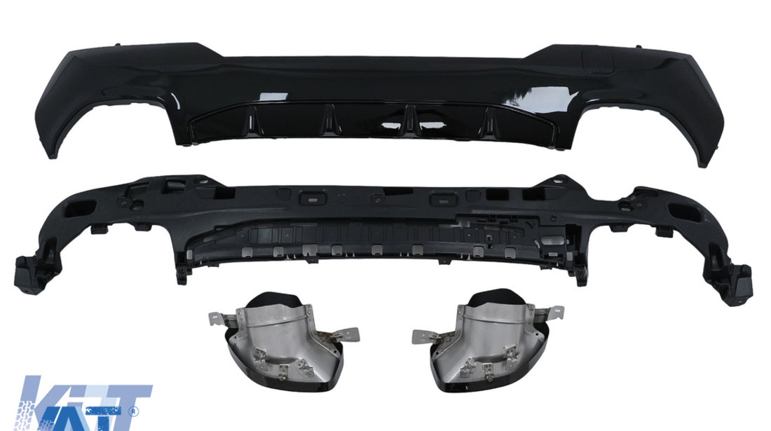 Difuzor Bara Spate cu Ornamente Evacuare Negre compatibil cu BMW 4 Series G22 G23 M Sport (2020-up) M440i Design