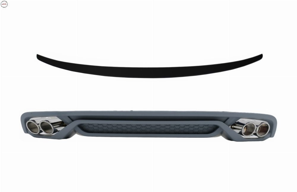 Difuzor Bara Spate cu Ornamente Evacuare si Eleron Portbagaj Audi A4 B8 Facelift (- livrare gratuita