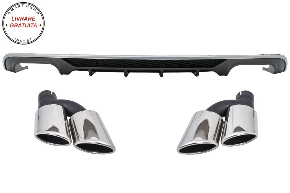 Difuzor Bara Spate cu Ornamente toba Audi A3 8V Facelift Sedan (2016-2019) S3 Desi
