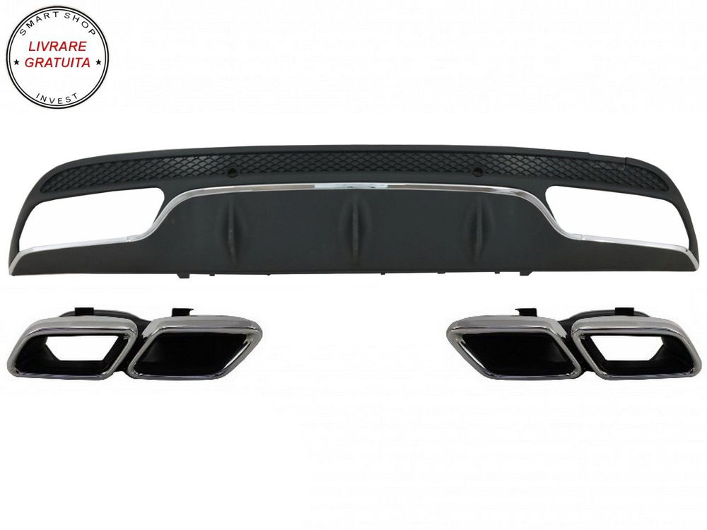 Difuzor Bara Spate cu Ornamente tobe Mercedes C-Class W205 S205 (2014-2020) C63 De