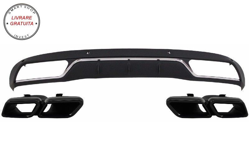 Difuzor Bara Spate Cu Ornamente tobe Negre Mercedes C-Class W205 S205 (2014-2018) - livrare gratuita
