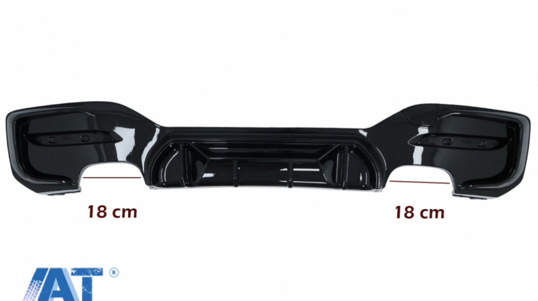 Difuzor Bara Spate Evacuare Dubla Negru Lucios compatibil cu BMW Seria 1 F20 F21 LCI (2015-2019) Competition Design