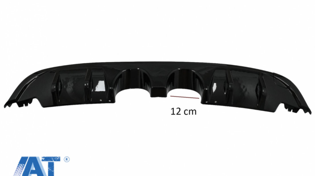 Difuzor Bara Spate Negru Lucios compatibil cu VW Golf 6 VI Hatchback (2008-2012) R20 Look doar pentru bara standard