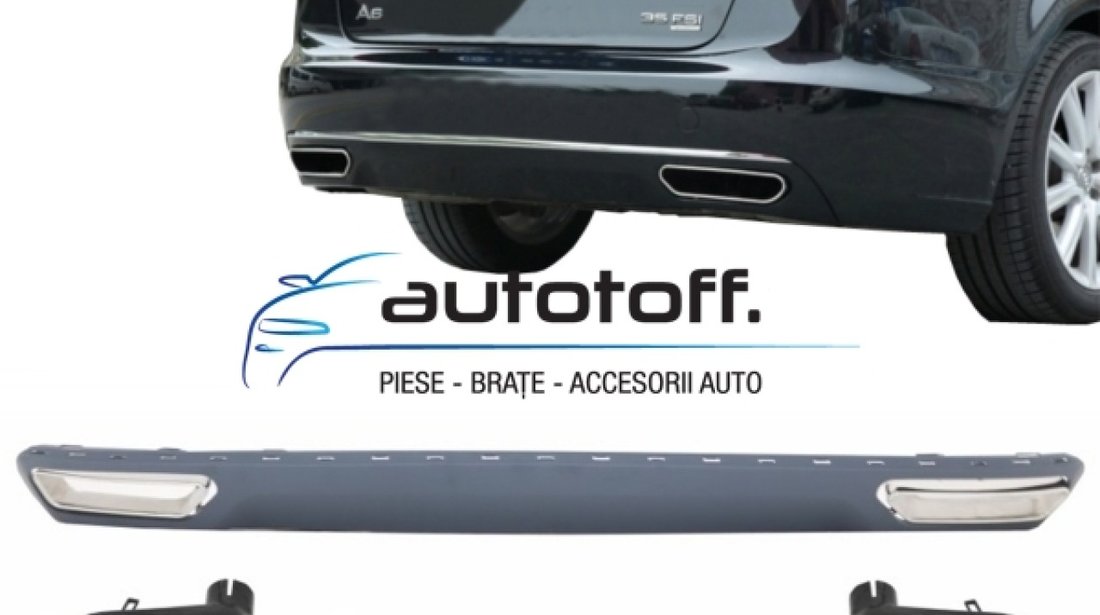 Difuzor Bara Spate si Ornamente Evacuare Audi A6 4G (2010-2014) Facelift W12 Design