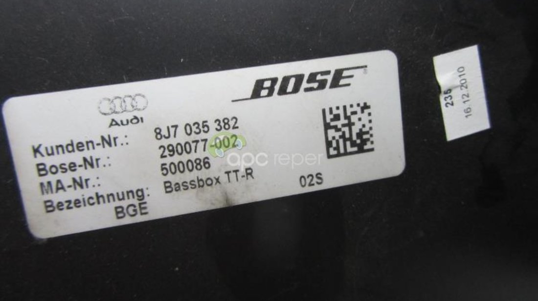 Difuzor bas - subwoofer Bose Audi TT Cabrio 8J cod 8J7035382