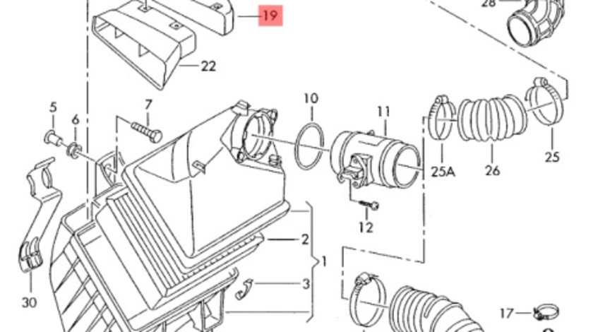 Difuzor captare aer admisie filtru Audi A6 4B (C5) 2002 2003 Avant OEM 4B0129617B