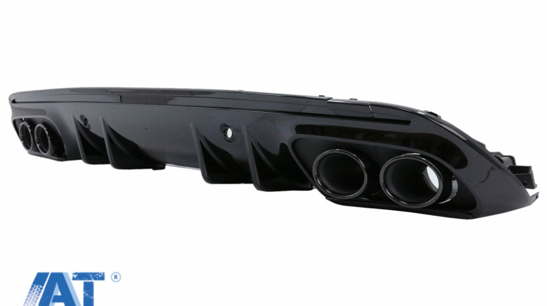 Difuzor cu ornamente evacuare compatibil cu Mercedes C-Class W205 S205 (2014-2020) C43 Design pentru bara AMG Sport Line