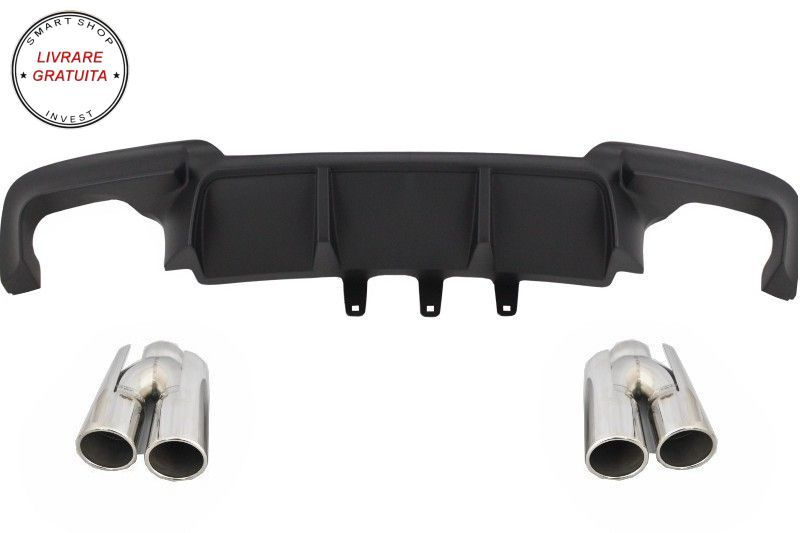 Difuzor de aer cu evacuare dubla BMW Seria 5 F10 F11 (2011-2017) cu Tobe Ornamente