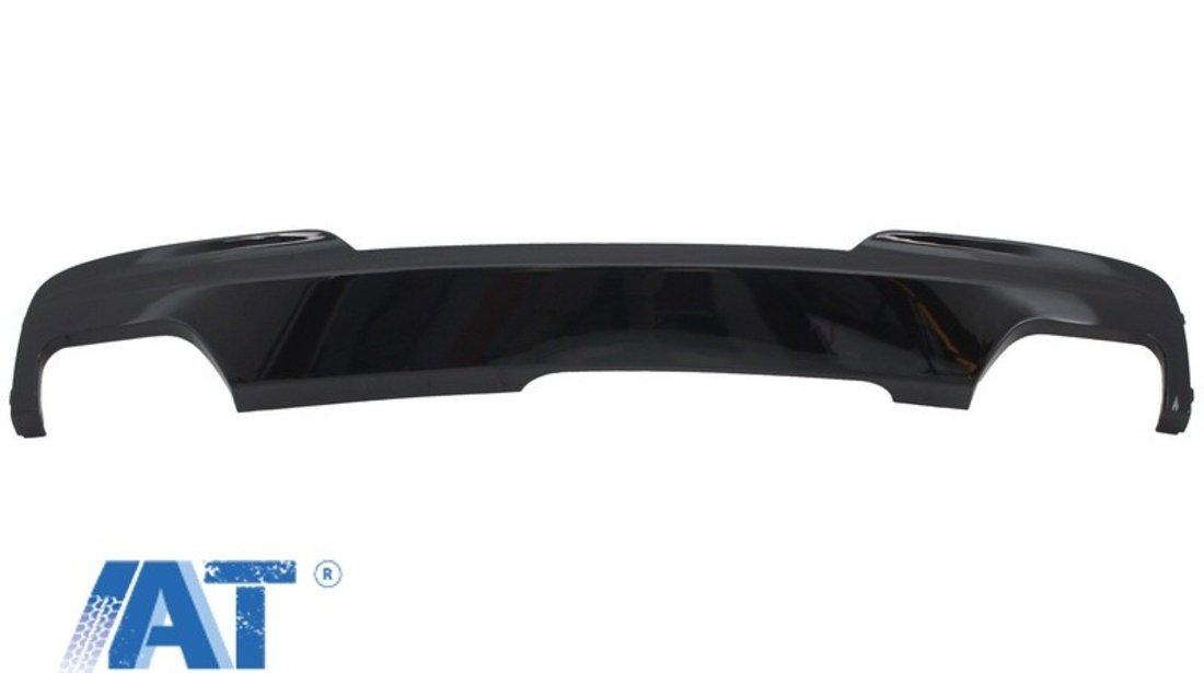 Difuzor de aer cu evacuare dubla negru lucios compatibil cu BMW F10 F11 Seria 5 (2011-2017) M-Technik 550i Design