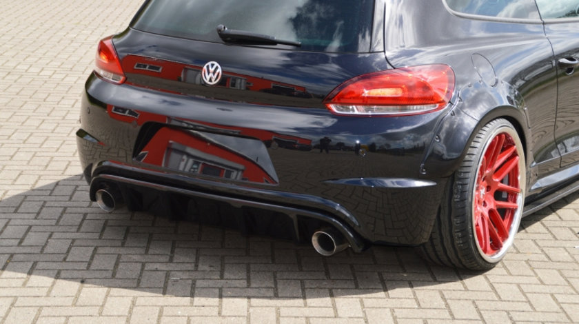 Difuzor Difusse bara spate prelungire , einfacher Austausch gegen das Org. Teil. plastic ABS , (wahlweise cu oder in afara de Ausschnitt pentru das Serienendrohr ) pentru VW Scirocco R, Typ 13 2009-2014 cod produs INE-260045R-ABS