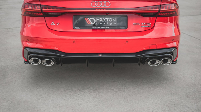 Difuzor Difusser Prelungire Bara Spate + Exhaust Ends Imitation Audi A7 C8 S-Line AU-A7-C8-S line-RS1T+CHROME