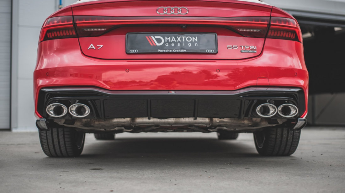 Difuzor Difusser Prelungire Bara Spate + Exhaust Ends Imitation Audi A7 C8 S-Line AU-A7-C8-S line-RS1T+BLACK