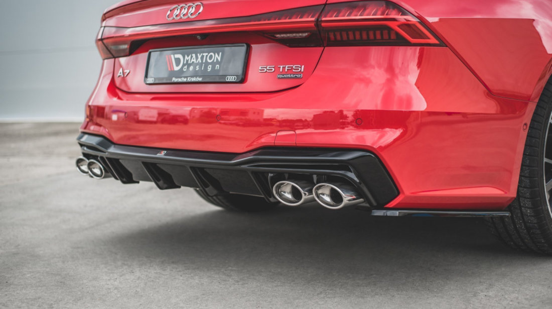 Difuzor Difusser Prelungire Bara Spate + Exhaust Ends Imitation Audi A7 C8 S-Line AU-A7-C8-S line-RS1T+CHROME