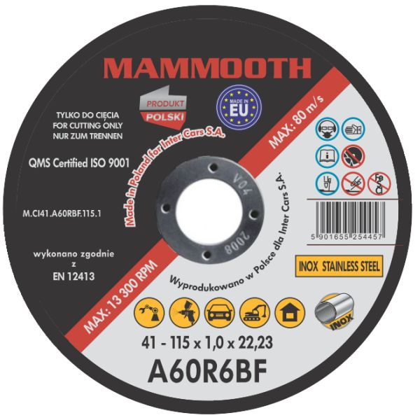 Disc Abraziv Mammooth A60R6BF 125mm M.CI41.A60RBF.115.1B