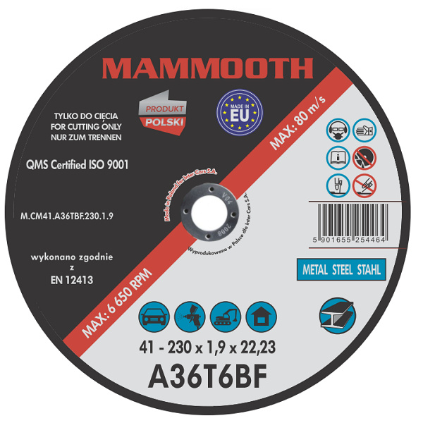 Disc Abraziv Mammooth A60R6BF 230mm M.CM41.A36TBF.230.1.9B