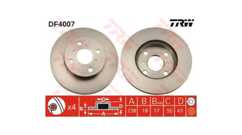 Disc de frana Toyota STARLET (EP91) 1996-1999 #2 09553620