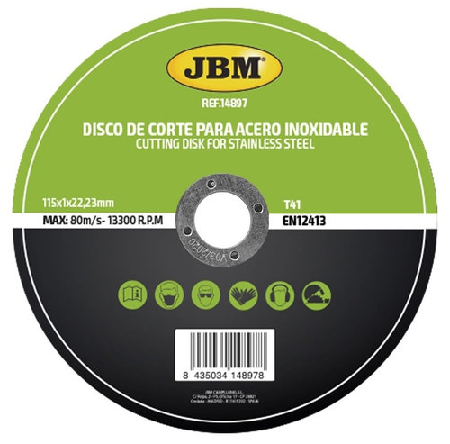 Disc De Taiere Debitare In Otel Inoxidabil 115 X 1 MM T41 Jbm 14897