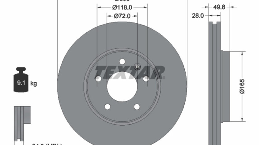 Disc frana (92116003 TEXTAR) NISSAN,OPEL,RENAULT,VAUXHALL